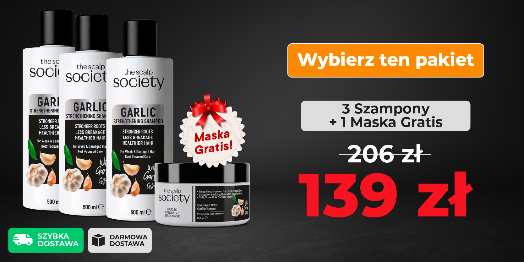 3 x TSS Garlic Shampoo + 1 x TSS Garlic Mask