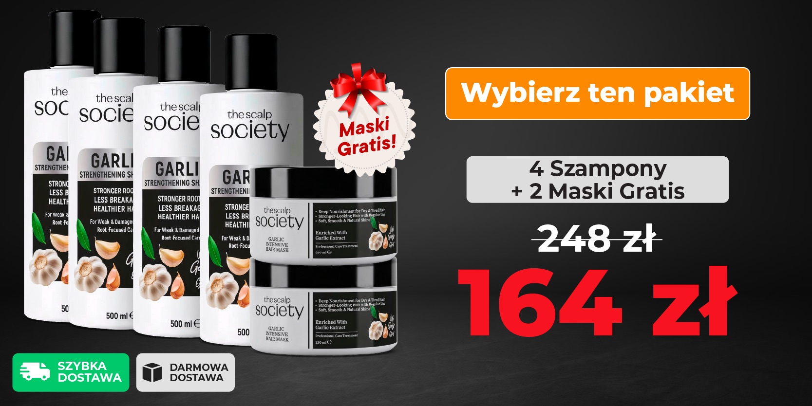 4 x TSS Garlic Shampoo + 2 x TSS Garlic Mask